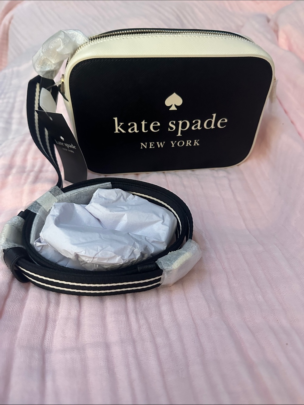 kate spade Black and Cream Logo Crossbody Bag NWT